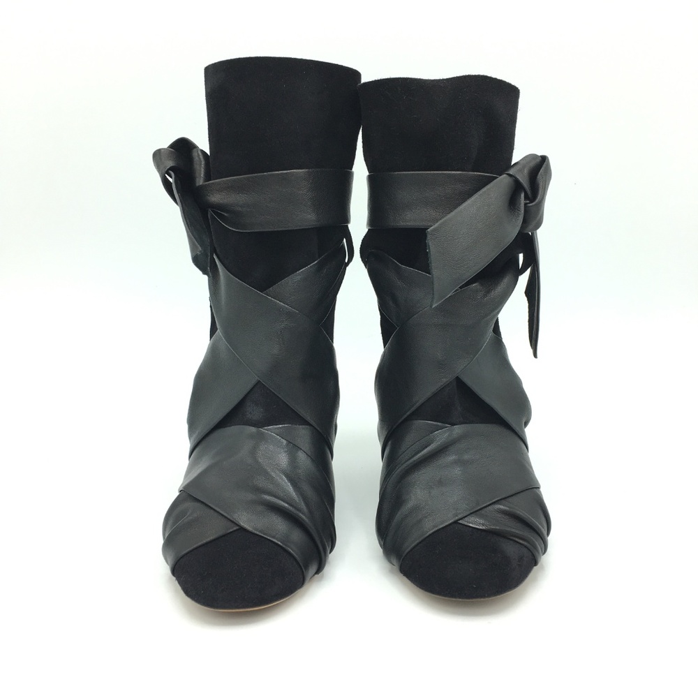 ISABEL MARANT Angie Calfskin Velvet Leather Bootie - Picture 2 of 8